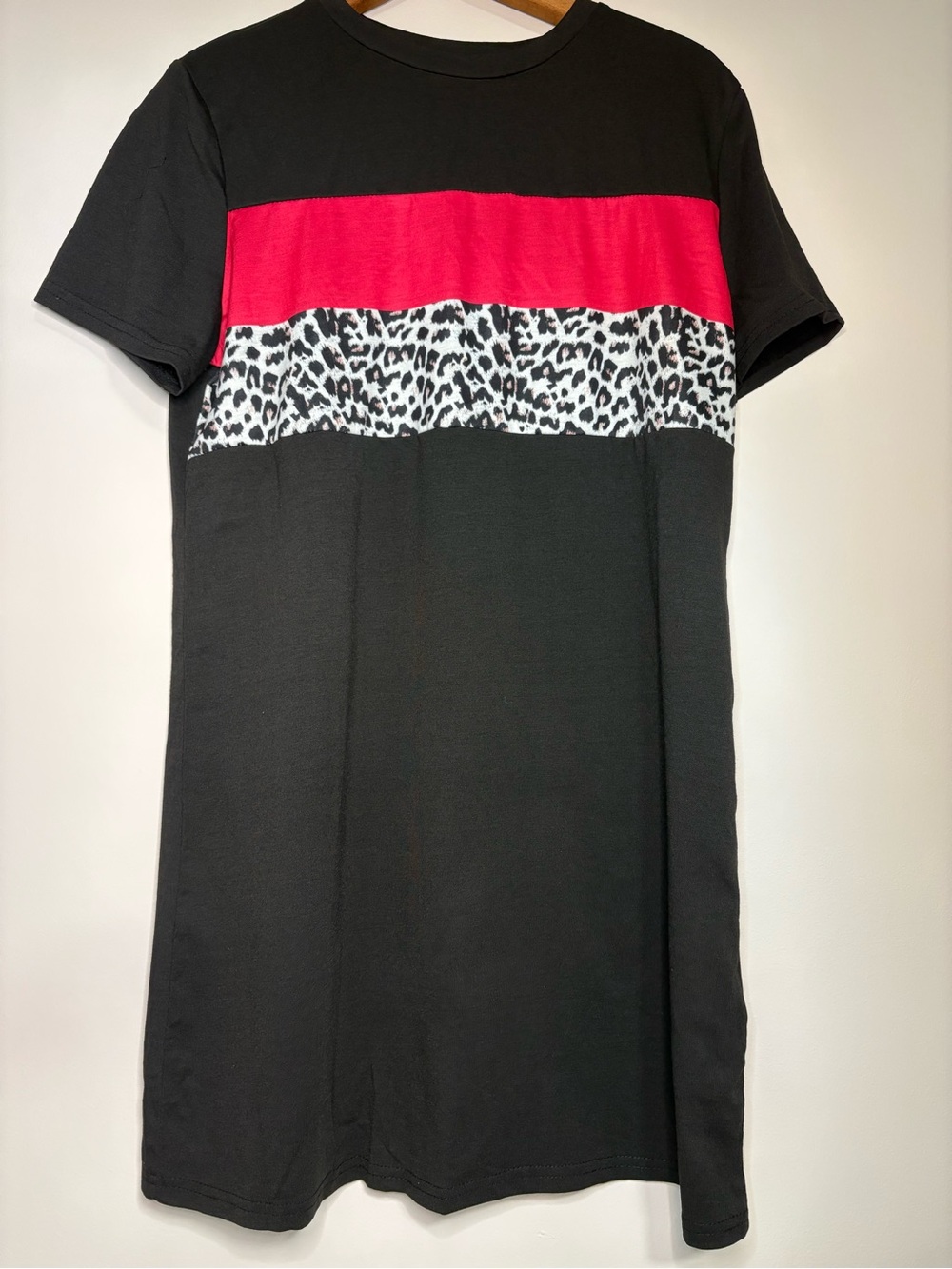 Women’s Black Tunic with Pink and Leopard Panel Size L